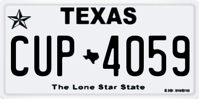 TX license plate CUP4059