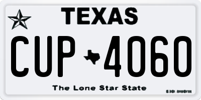TX license plate CUP4060