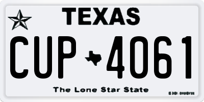 TX license plate CUP4061