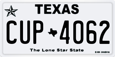 TX license plate CUP4062