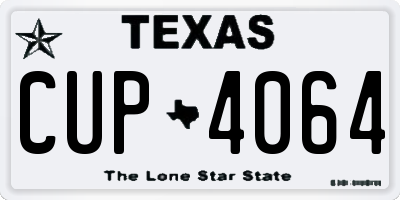 TX license plate CUP4064