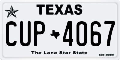 TX license plate CUP4067