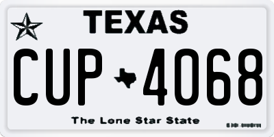 TX license plate CUP4068