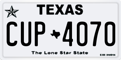 TX license plate CUP4070