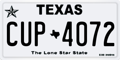 TX license plate CUP4072