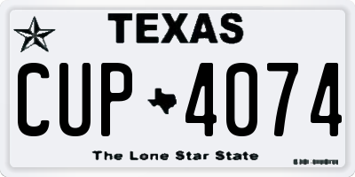 TX license plate CUP4074