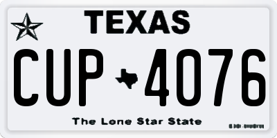TX license plate CUP4076