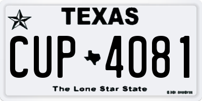 TX license plate CUP4081