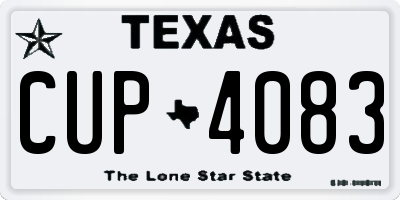 TX license plate CUP4083