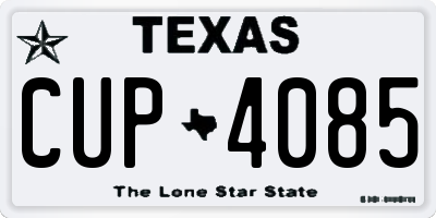 TX license plate CUP4085