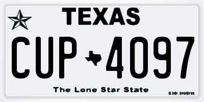 TX license plate CUP4097
