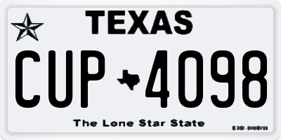 TX license plate CUP4098