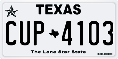 TX license plate CUP4103