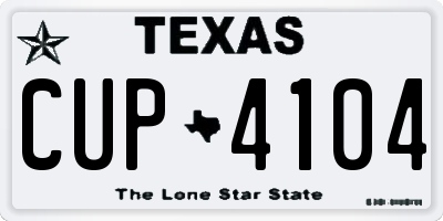 TX license plate CUP4104