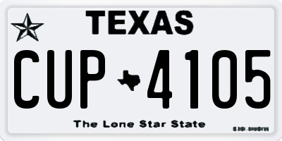 TX license plate CUP4105