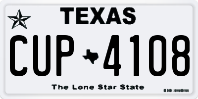 TX license plate CUP4108
