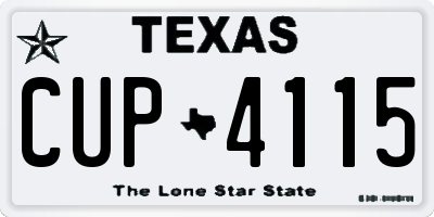 TX license plate CUP4115