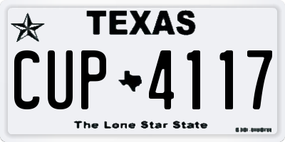 TX license plate CUP4117