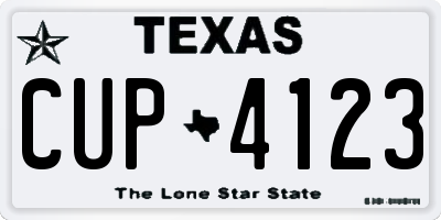 TX license plate CUP4123