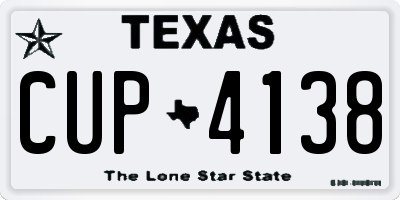 TX license plate CUP4138