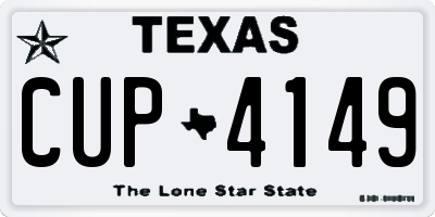 TX license plate CUP4149