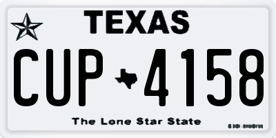 TX license plate CUP4158