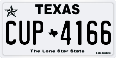 TX license plate CUP4166