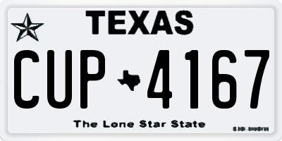 TX license plate CUP4167