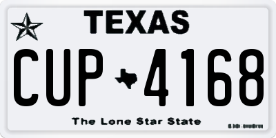 TX license plate CUP4168