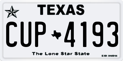 TX license plate CUP4193