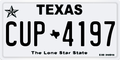 TX license plate CUP4197