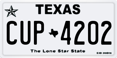 TX license plate CUP4202