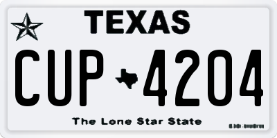 TX license plate CUP4204