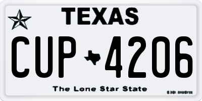 TX license plate CUP4206