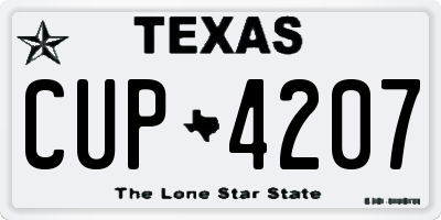 TX license plate CUP4207