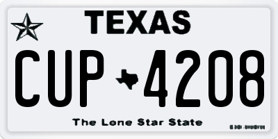 TX license plate CUP4208
