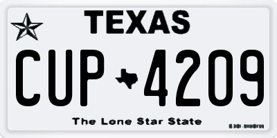TX license plate CUP4209
