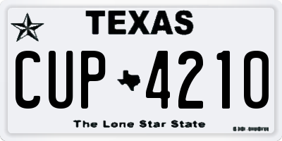 TX license plate CUP4210