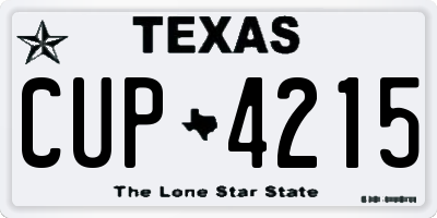 TX license plate CUP4215