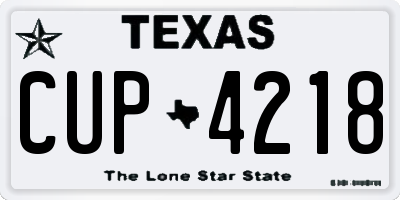 TX license plate CUP4218