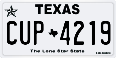 TX license plate CUP4219