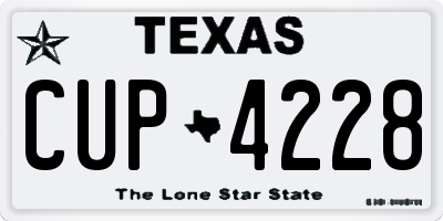 TX license plate CUP4228