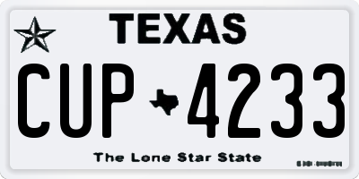 TX license plate CUP4233