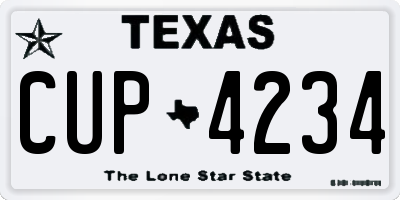 TX license plate CUP4234