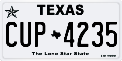 TX license plate CUP4235