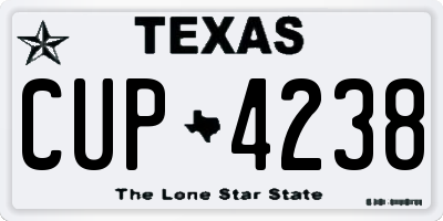 TX license plate CUP4238