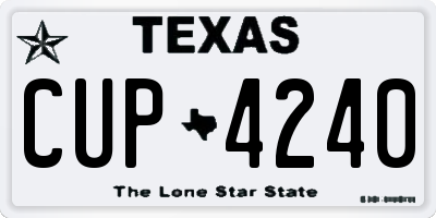TX license plate CUP4240