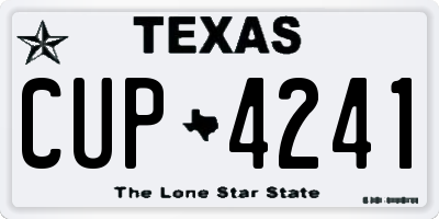 TX license plate CUP4241