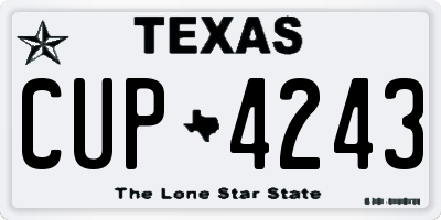 TX license plate CUP4243