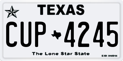 TX license plate CUP4245